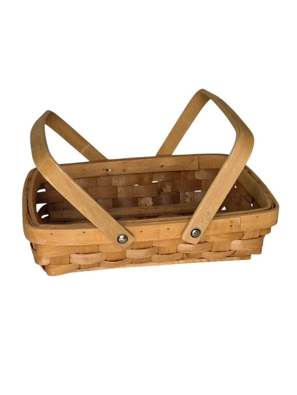 Natural Wood Woven Double Handle‎ Gathering Basket